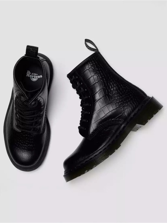 Dr. Martens Shoes - DR. MARTENS 1460 Croco 8 Eye Boot Black New Vibrance